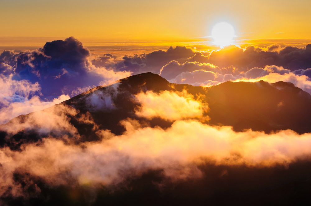 Tramonto visto dalla cima del vulcano Haleakala